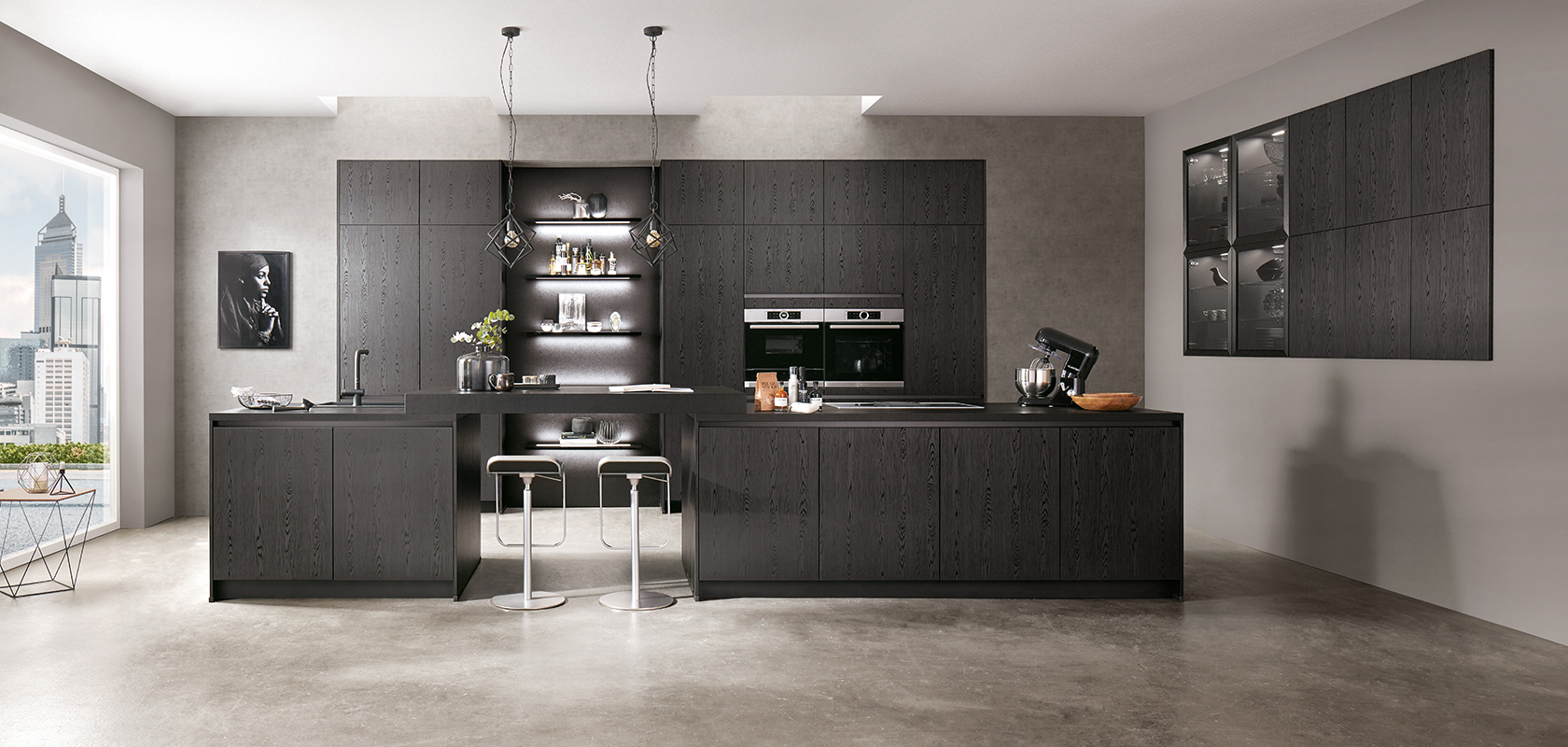 Black accent modern kitchen