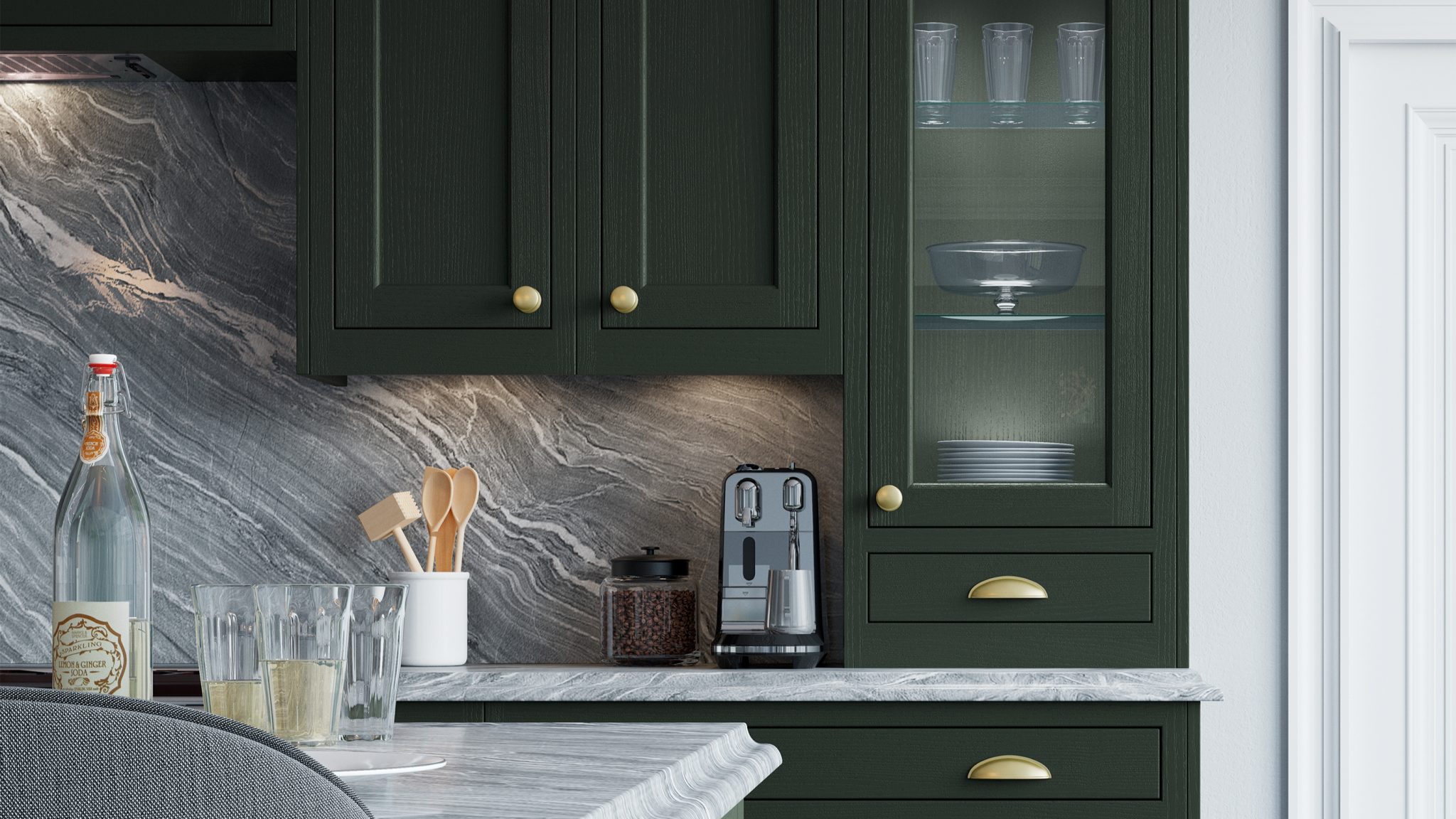 matt green kitchen cabinet